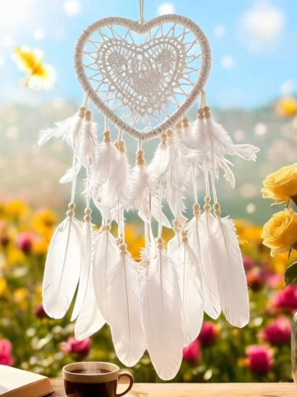 Gorgeous White Crotchet Dream Catcher Perfect size for any bedroom